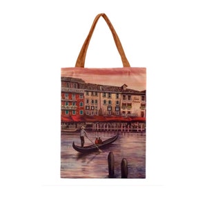 Sac fourre-tout VENISE ROMANTIQUE pour elle, sac écologique du marché à vie, sac de courses réutilisable, sac en toile pliable, sac à bandoulière d'été, cadeau d'art amoureux