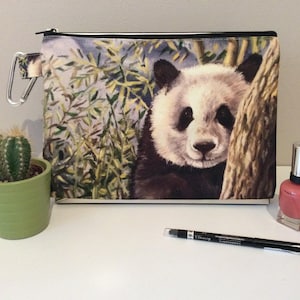 PANDA CANVAS BAG, Panda Makeup Cosmetic Bag, Panda Zipper Pouch, Panda Gifts For her, Panda Print Gifts, Panda Pencil Case, Animal Print Bag