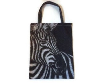 ZEBRA TOTE BAG For Animal Lovers, Reusable Grocery Bag, Fold up Eco Shopping Bag, Zebra Lovers Gift For Her, Wildlife Market Sack, For Mum
