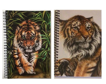 TIGER NOTEBOOK, A5 Lined Animal Notepad, Prowling Tiger Pad, Big Cat Jotter, Wildlife Gift For Her, Tiger Journal For Kids, Tiger Lover Gift