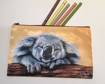 Koala Pencil Case: Wildlife Cosmetic Zipper Pouch