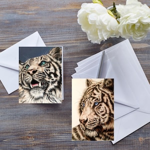 CARTA TIGRE BIANCA, Carta amante delle tigri per tutte le occasioni, Amante degli animali, Arte dei grandi felini, Animale dello zoo, Disegno di tigre, Arte amante della fauna selvatica, Per lui, Per lei