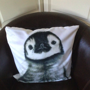 CUTE PENGUIN CUSHION, Emperor Penguin Gift, Eco Friendly, Animal Home Decor, Kids Nursery Pillow, Penguin Lovers Gift, Wildlife Cushion