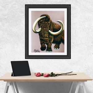 WOOLLY MAMMOTH POSTER, Hairy Prehistoric Elephant With Tusks, Ice Age Manny Decor, Kids Bedroom Art, Extinct Animal Print, Gift For Boys