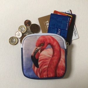 BOLSA DE MOEDAS FLAMINGO, Mini bolsa rosa, Bolsa de acessórios para mulheres, Presente para amantes de flamingos, Bolsa de dinheiro para pássaros tropicais, Carteira de animais selvagens para meninas