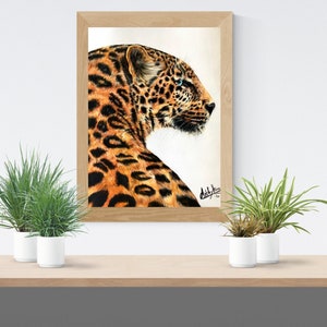 JAGUAR GROSSE KATZE Poster, Bleistift Illustration, Wildtier Zeichnung Druck, Großes Katzen Porträt, Majestätische Wildtier Kunst für Ihn, Jaguar Liebhaber Geschenk,