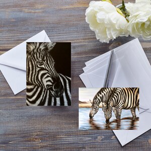 Biglietto d’auguri con zebre generico per tutte le occasioni, arte della fauna selvatica, biglietto a tema safari, animale dello zoo africano, disegno amante della zebra, auguri