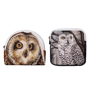 PORTA-MOEDAS CORUJA, Mini bolsa com zíper, Presente para amantes de aves de rapina, Bolsa para dinheiro de animais, Carteira para animais selvagens, Porta-moedas, Armazenamento de acessórios para ele
