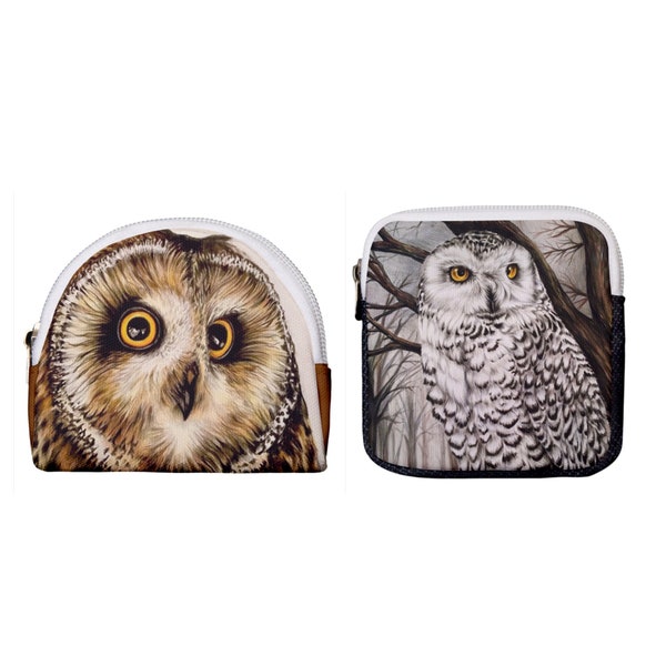 OWL COIN PURSE, Mini Zipper Pouch, Bird Of Prey Lover Gift, Animal Money Bag, Wildlife Wallet, Owl Coin Change Purse, Accessory Small Pouch