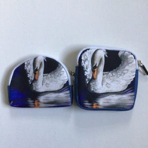 Bolsa de moedas WHITE SWAN, mini bolsa com zíper, presente para amantes de pássaros, bolsa de dinheiro para animais, carteira para animais selvagens, bolsa para moedas pequenas, armazenamento de acessórios