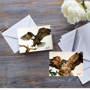 Carta EAGLE FLYING BLANK, Arte dell'Aquila calva americana, Carta di uccello rapace, Aquila reale in volo, Fauna selvatica dei nativi americani, Aquila diffusa, Per lui