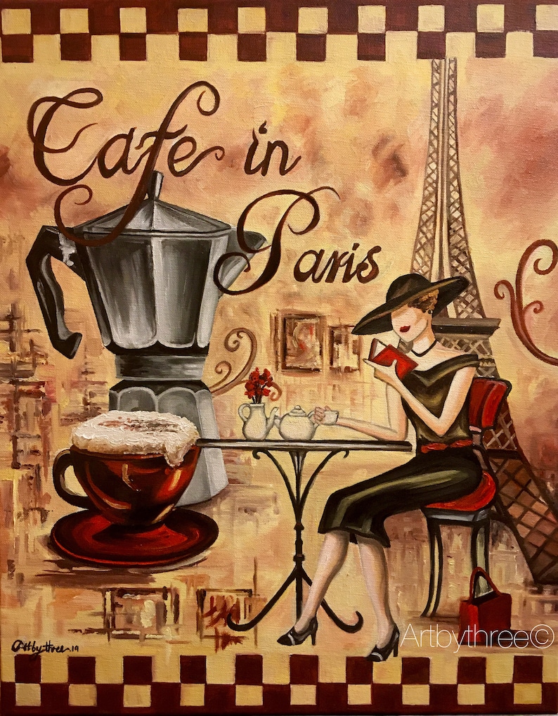 ART DECO CAFE Art Print Coffee In Paris Print Retro Collage Etsy