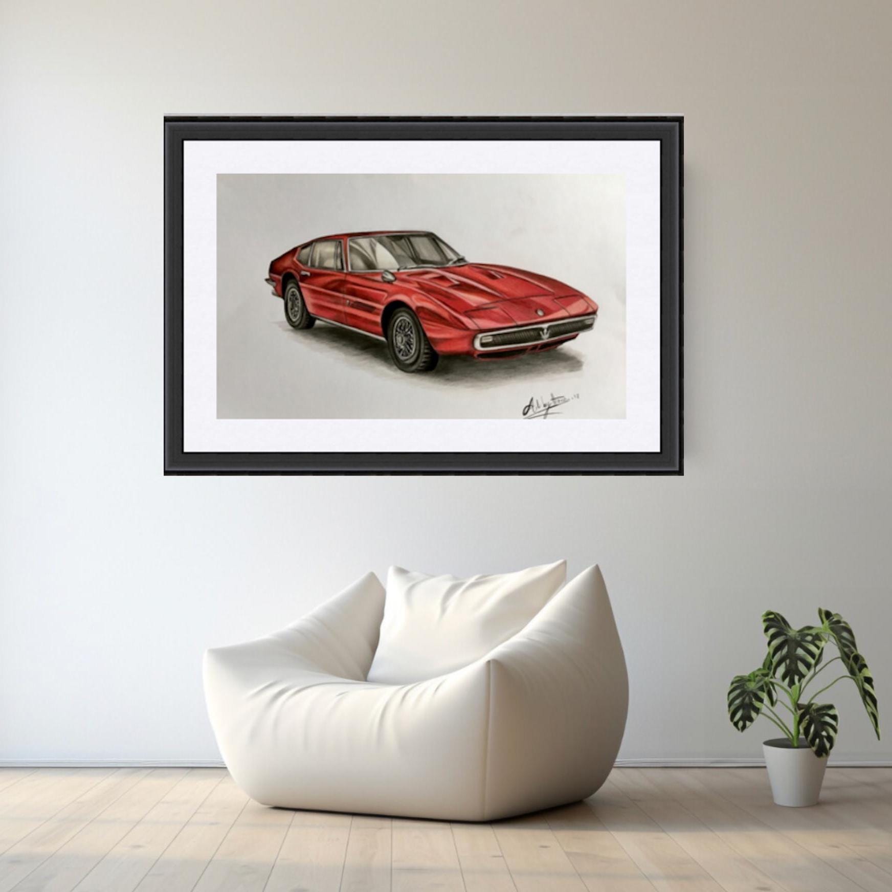Maserati Ghibli Car Print: Italian Sports Car Pencil Drawing - Etsy