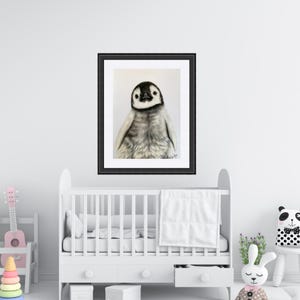 CUTE PENGUIN CHICK Poster, Emperor Penguin Lover Gift, Baby Animal Print, Wildlife Drawing, Nursery Wall Decor, Kids Bedroom Art,