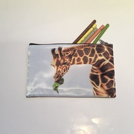 GIRAFFE PENCIL CASE, Giraffe Zipper Bag, Animal Pencil Bag, Small