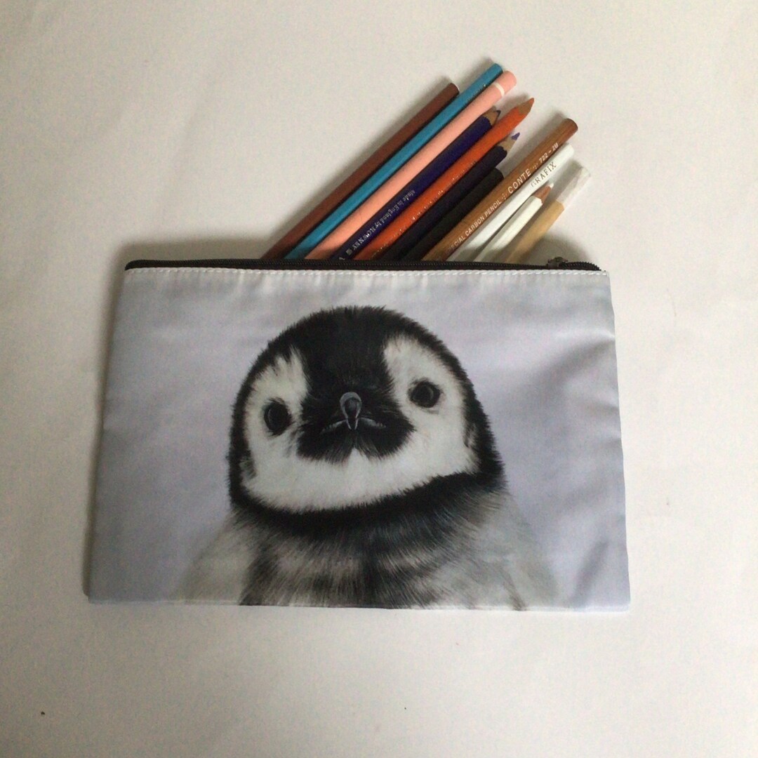 PENGUIN PENCIL CASE, Animal Cosmetic Bag, Large Make up Storage