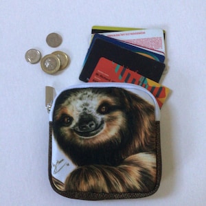 Monedero de perezoso, minibolso con cremallera, adorable bolso para accesorios de animales, regalo para amantes de los perezosos, monedero, monedero de animales salvajes, monedero para niños, para ella