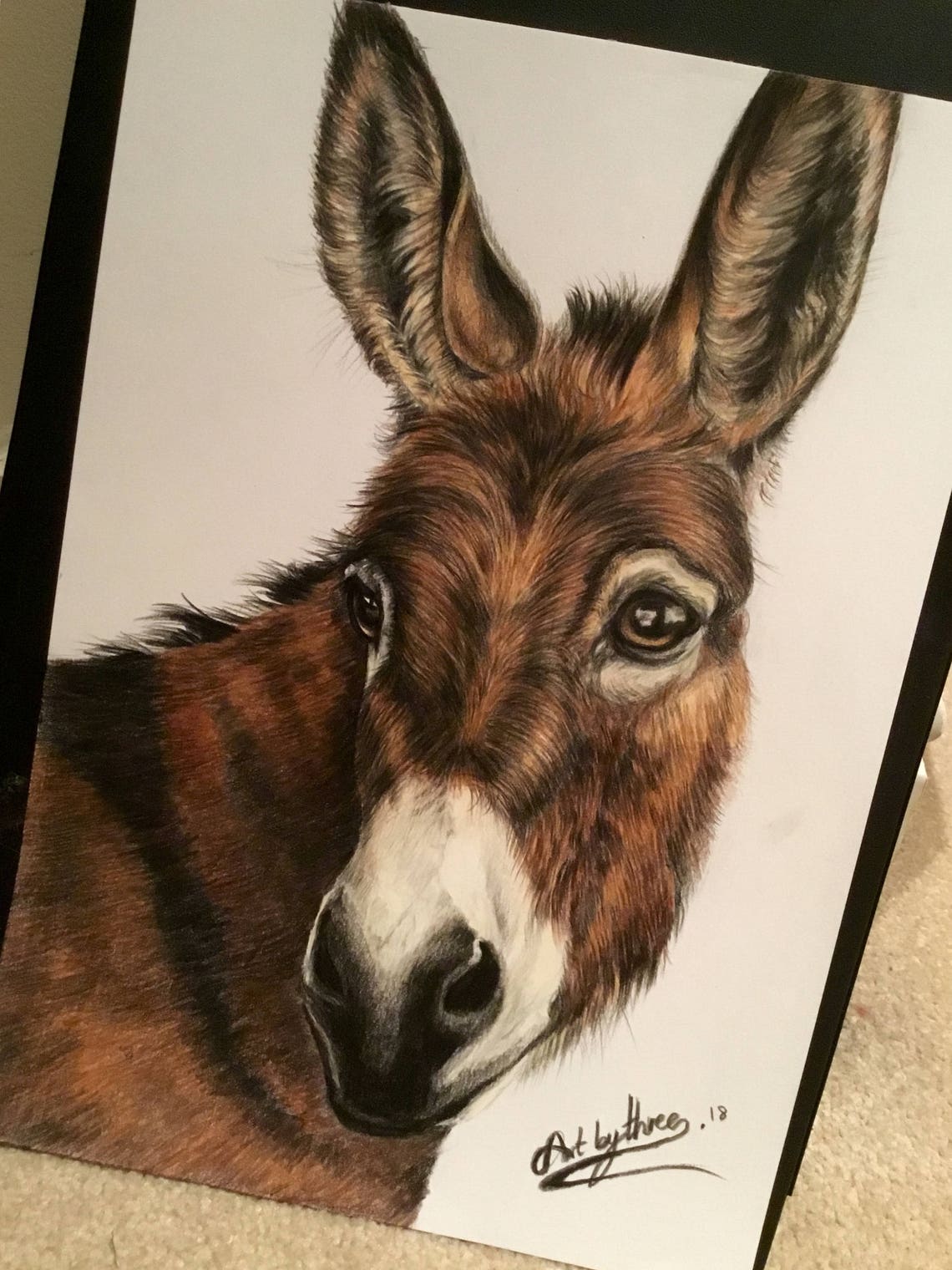 DONKEY PENCIL DRAWING Cute Donkey Sketch Wee Donkey Etsy