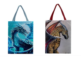 Bolsa de mano con diseño de dragón: bolsa de mercado de lona de algodón ecológico