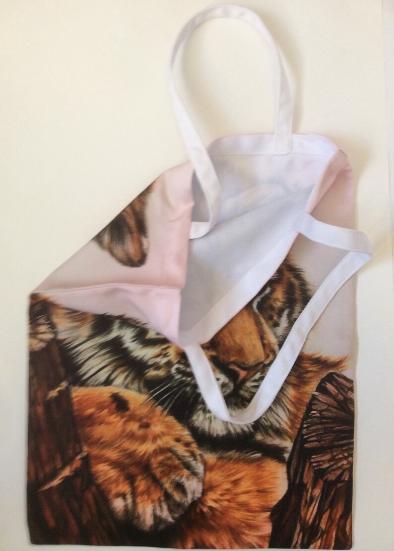 Reusable Grocery Bag Medium Cotton Tote TIGER CUB TOTE Bag For Cat Lovers Foldup Shopping Bag