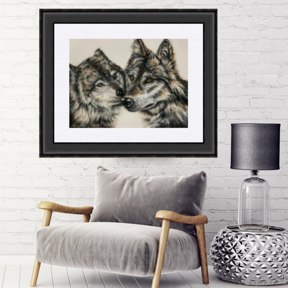 【直筆サイン入り】タケカワユキヒデ DOUBLE STANDARDS 2枚セット Two Wolves in Love Print: Pastel Pencil Wild Animal Art - Etsy