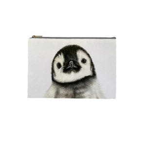 PENGUIN PENCIL CASE, Animal Cosmetic Bag, Large Make Up Storage, Penguin Lover Gift, Wildlife Zipper Pouch, Cute Baby Penguin Toiletry Bag, image 4