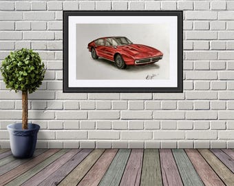 Maserati Ghibli Car Print: Italian Sports Car Pencil Drawing - Etsy