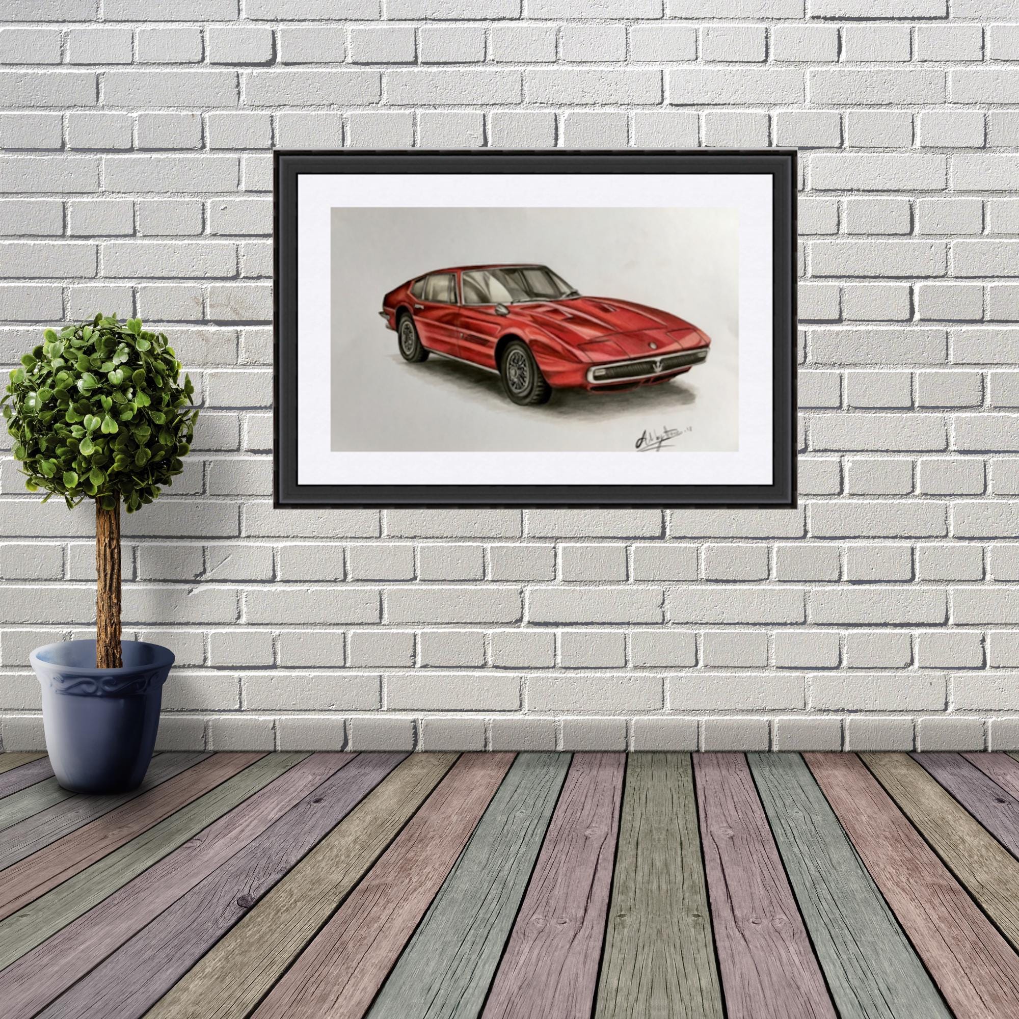 Maserati Ghibli Car Print: Italian Sports Car Pencil Drawing - Etsy