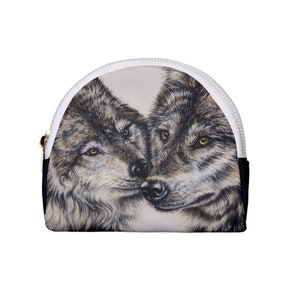 Monedero con forma de lobo, minibolsito con cremallera, almacenamiento de accesorios, regalo para amantes de los lobos, monedero de lona, billetera con forma de tarjeta de vida silvestre, bolso de cambio para él, animales