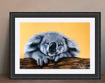 KOALA BEAR DRAWING, Cute Koala Art, Australian Animal Decor, Nursery Wall Art, For Kids Room, Sleepy Koala Poster, Wildlife Koala Lover Gift