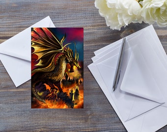 FIRE BREATHING DRAGON Card, Mystical Dragon, Celtic Dragon, Card for Boys, Fantasy, Fantastic Beast, Mythological Creature, For Dragon Lover