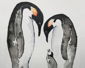 First we had each other, then we had you, now we have everything. Nursery Penguin Family. Customise - one two three or more baby penguins.