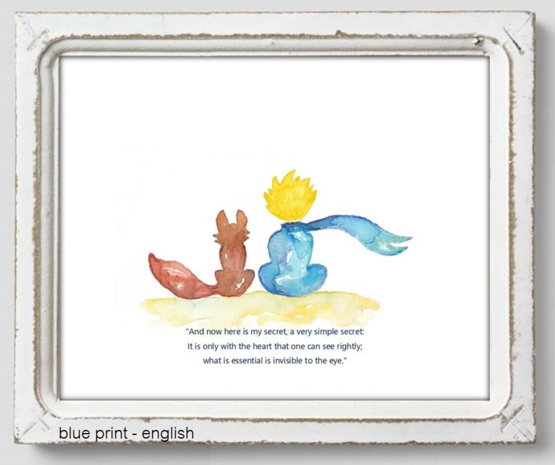 The Little Prince. Prince and Fox With Inspirational Quote. Etsy