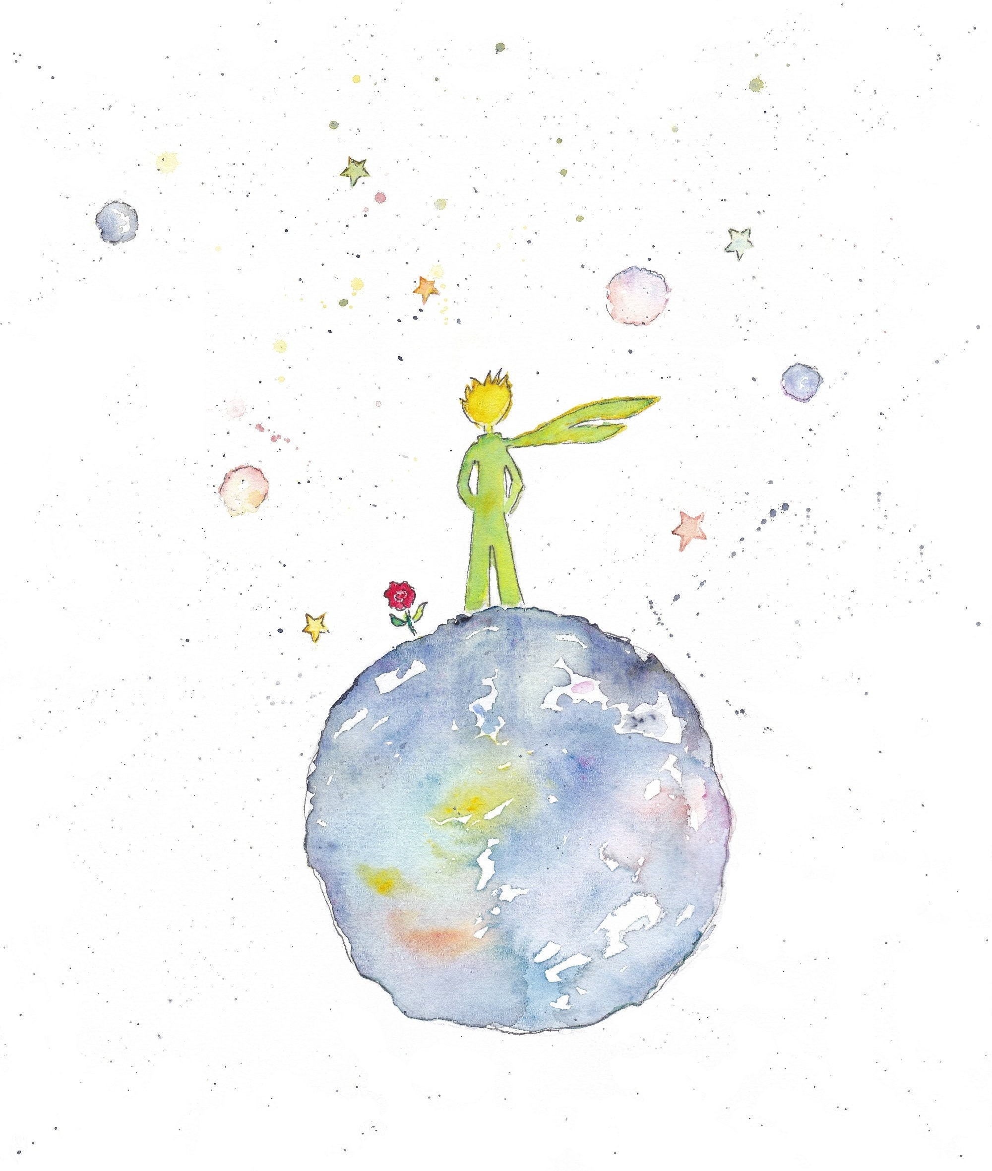 Le Petit Prince Et Rose. the Prince and Rose. Digital. Prince and Universe.  Prince Planet and Rose. Le Prince Et Sa Planète 