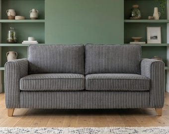 Palma Sofa – Costa Brava Charcoal Striped Faux Fur Fabric