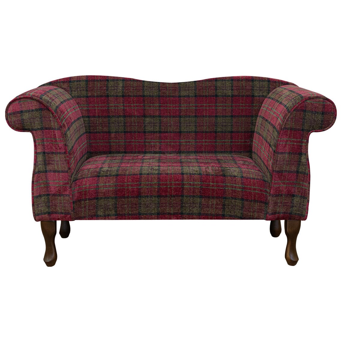 Small Chaise 2 Seater Sofa in a Lana Red Tartan Premium Etsy