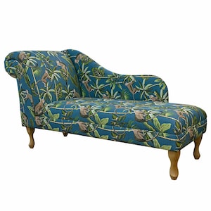 Teal Monkey Large Chaise Longue | Tropical Jungle Indoor Lounger | Handmade in Britain