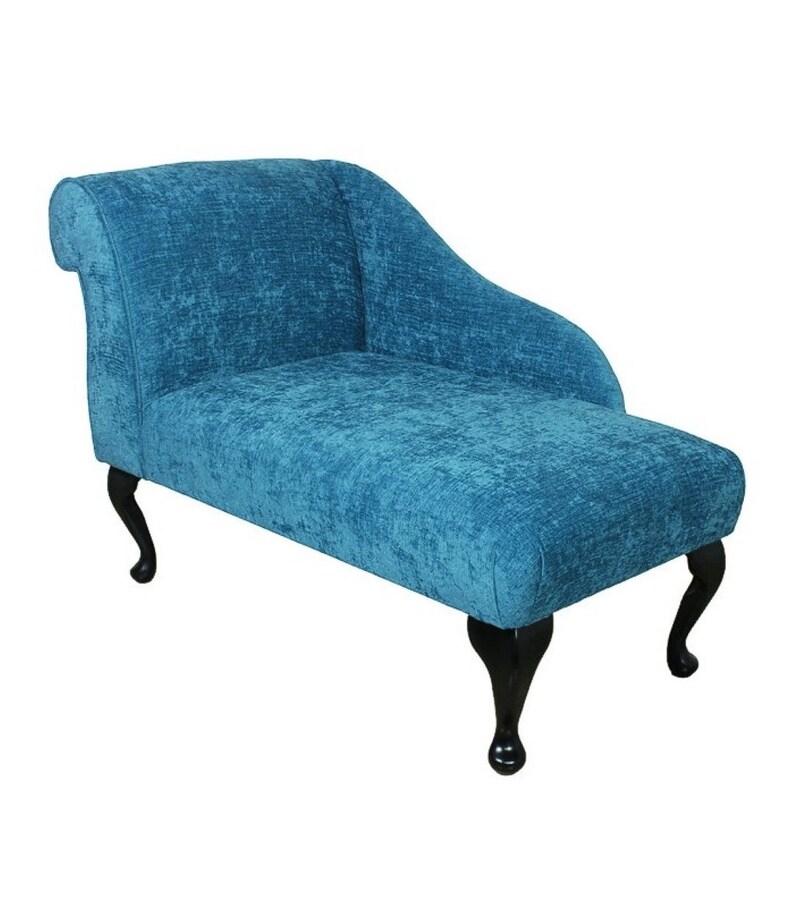 41 Mini Chaise Longue in a Presto Teal Chenille Fabric Etsy