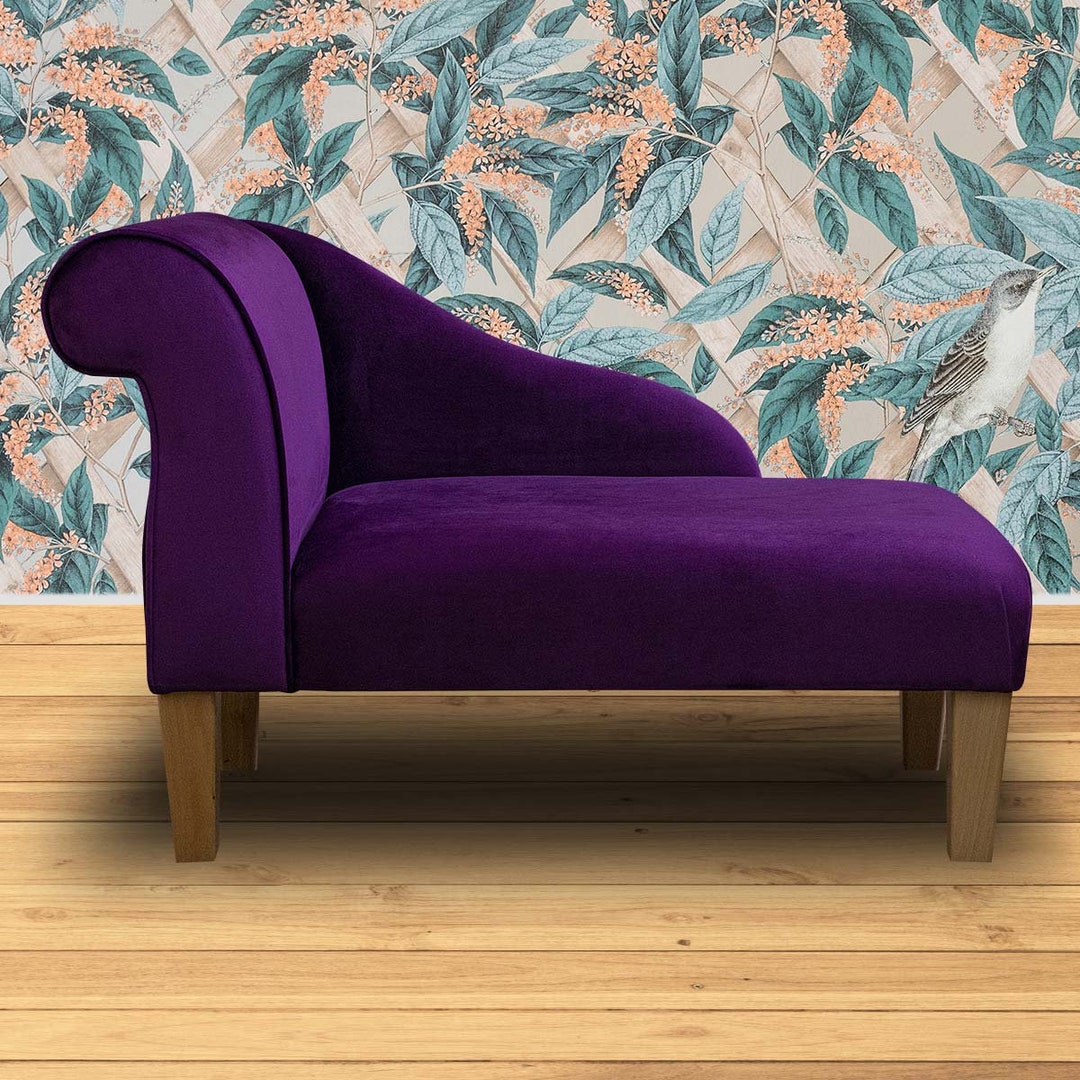 Handmade Purple Velvet Chaise Longue Small Sofa Daybed Accent Etsy UK