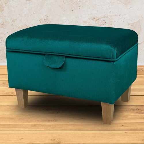 Emerald Green Round Storage Ottoman Etsy UK