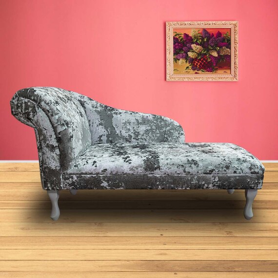 Handmade Luxury Silver Crushed Velvet Chaise Longue Etsy