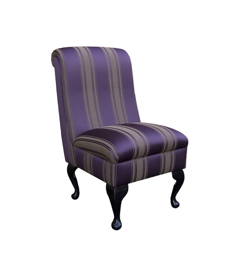 Bedroom Chair in a Damson Damask Purple Stripe Fabric on Queen Etsy
