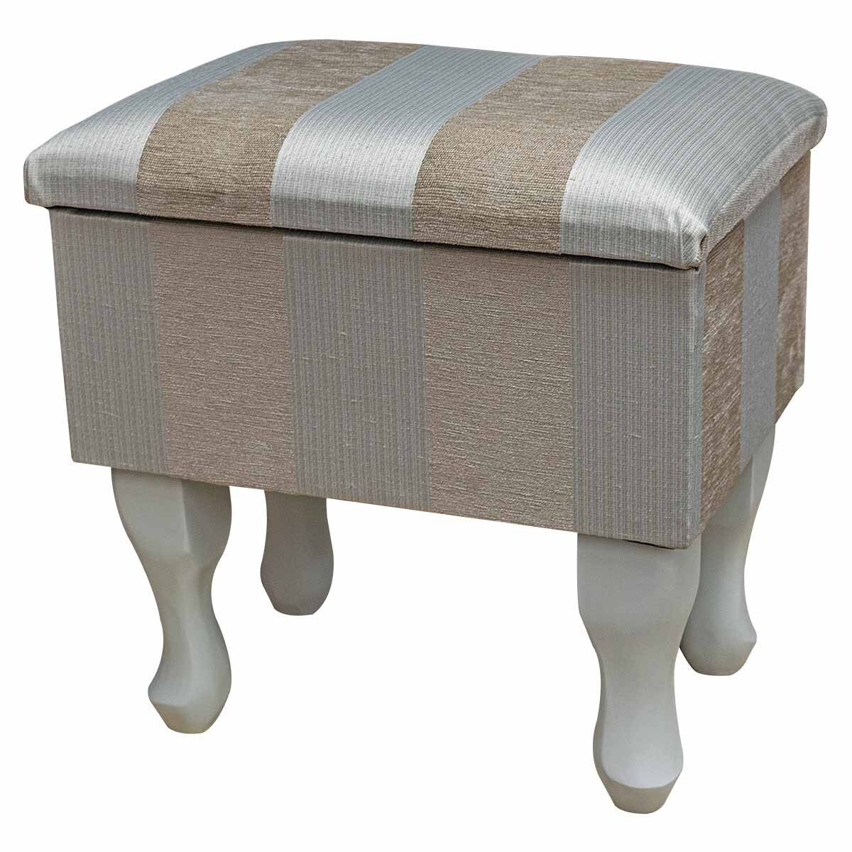 Small Dressing Table Storage Stool in a Woburn Beige Striped Etsy UK