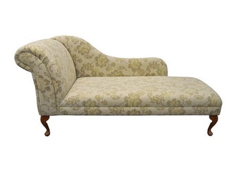 Right Facing With Queen Anne Legs Woburn Floral Beige Fabric 52 Large Classic Chaise Longue Sofa Day Bed 