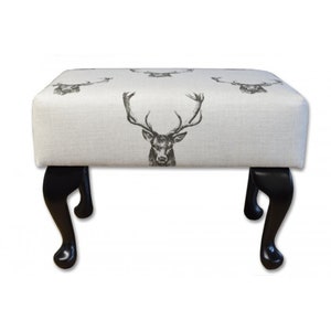 Stag Pattern Footstool Small Footstool in a Stag Cotton Print Fabric on Queen Anne | Etsy UK