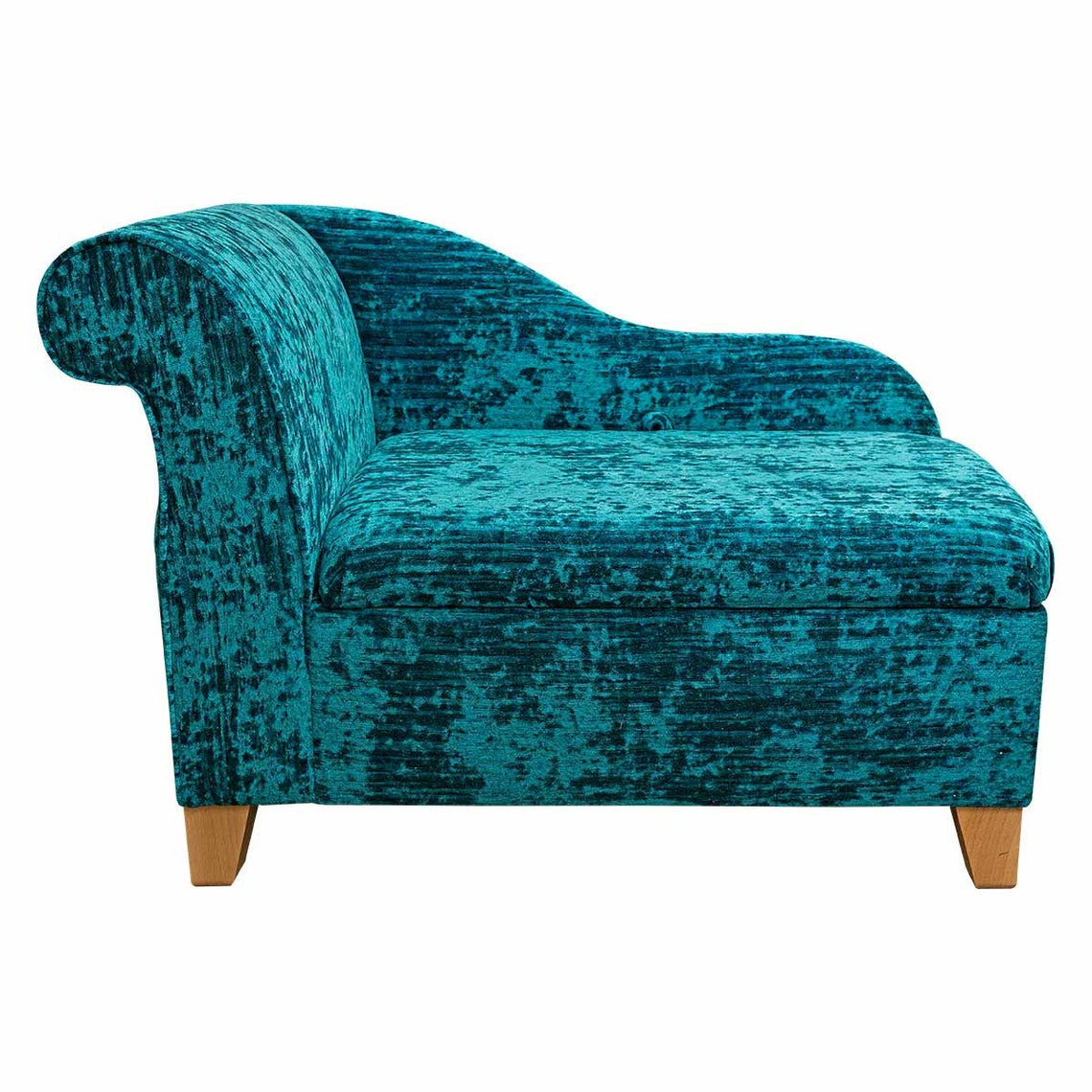41 Small Storage Chaise Longue in a Jazz Teal Crushed Etsy