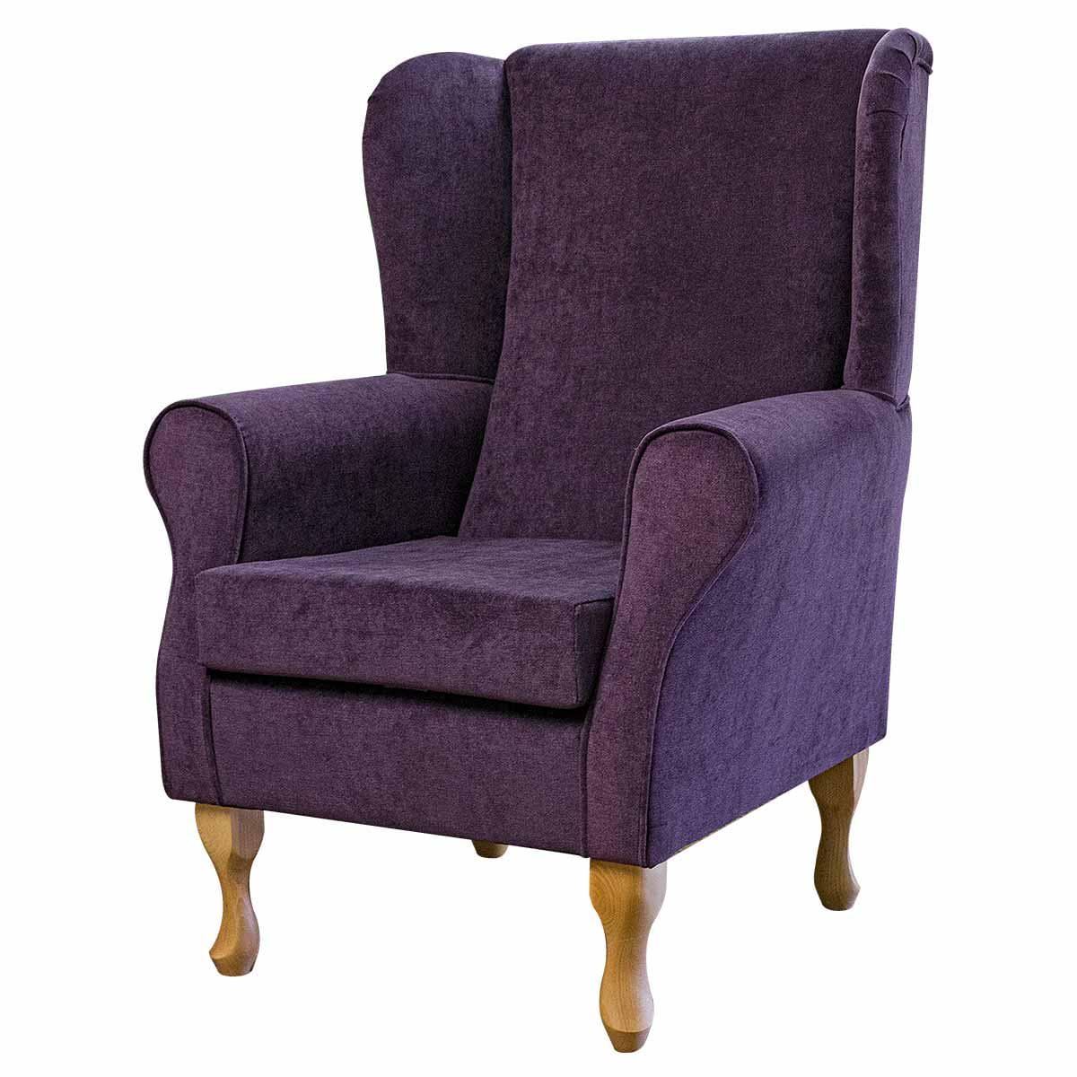 Grape Velvet Wingback Armchair | Luxury Orinoco Fireside Accent Chair ...