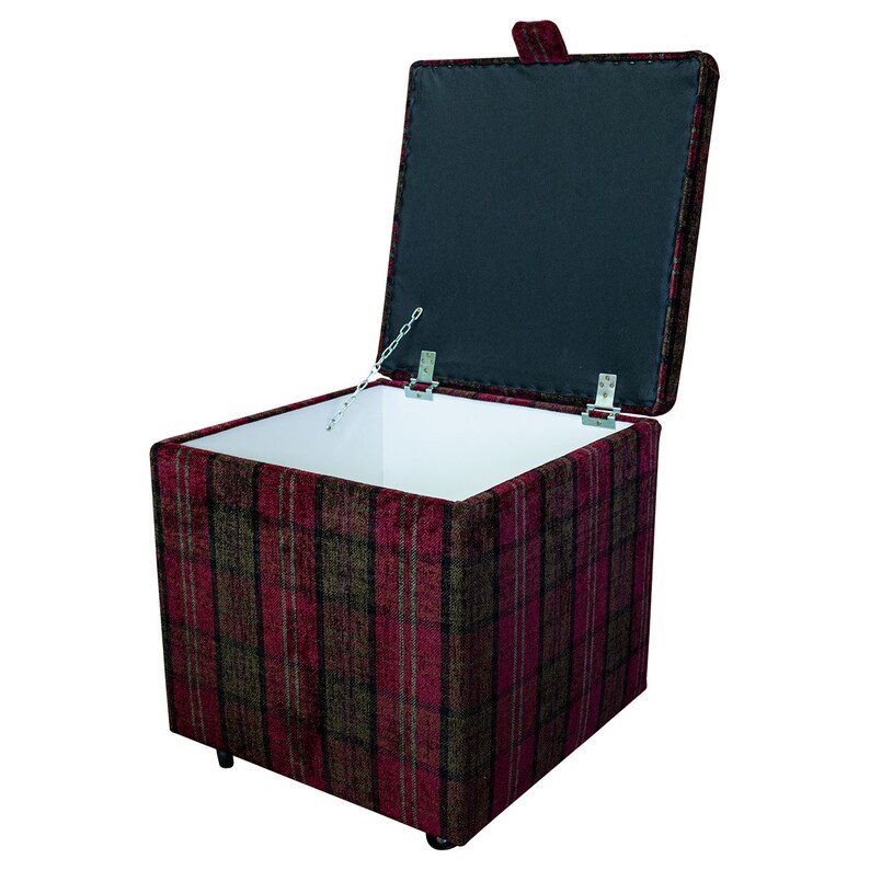 Storage Box Toybox Footstool in a Lana Red Tartan Fabric | Etsy