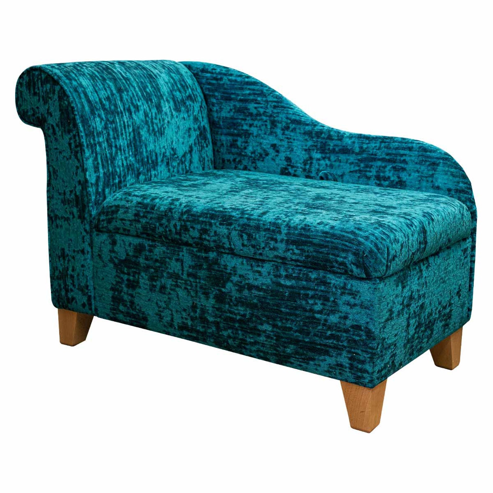 41 Small Storage Chaise Longue in a Jazz Teal Crushed Etsy