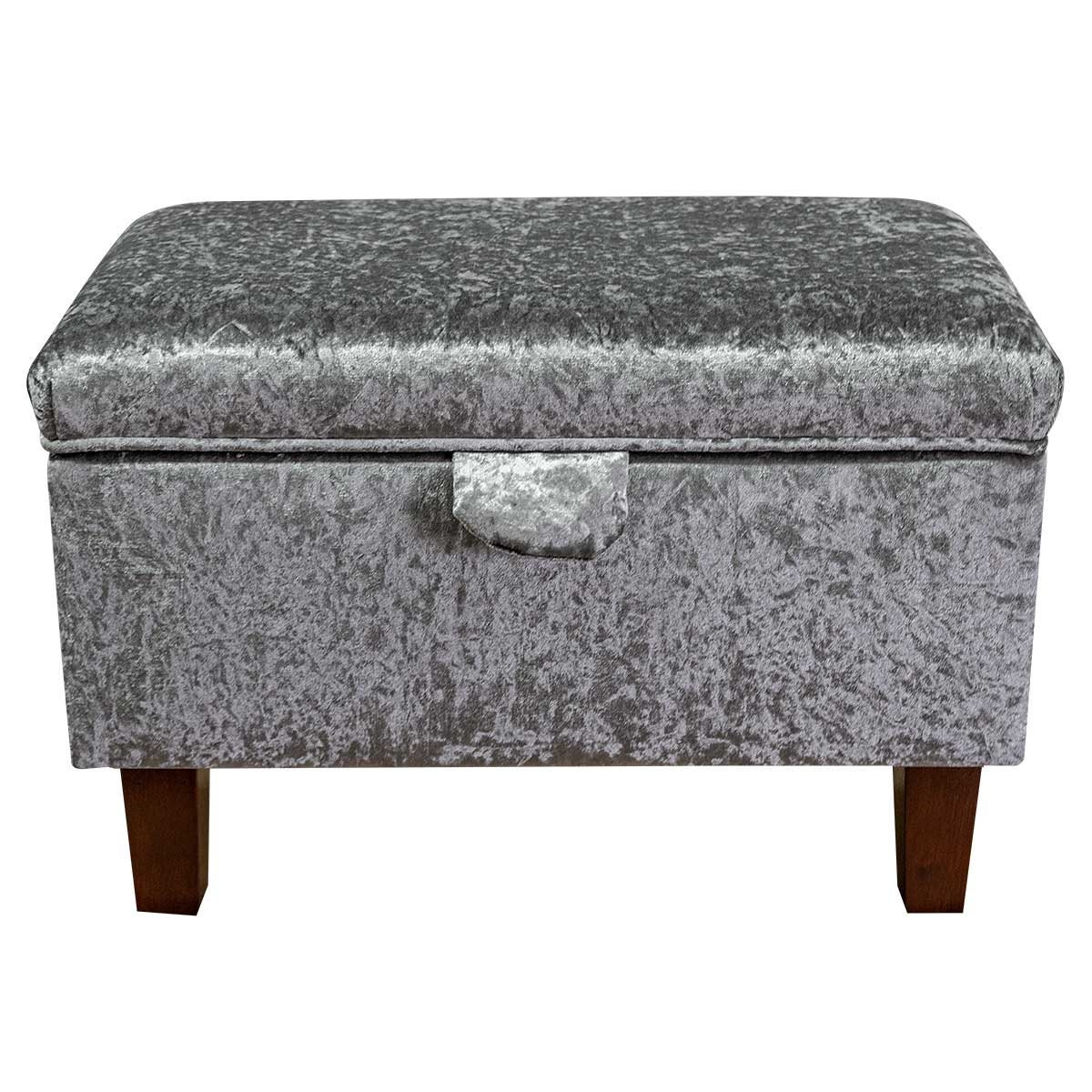 Silver Crushed Velvet Handmade Storage Ottoman Footstool   Etsy.de